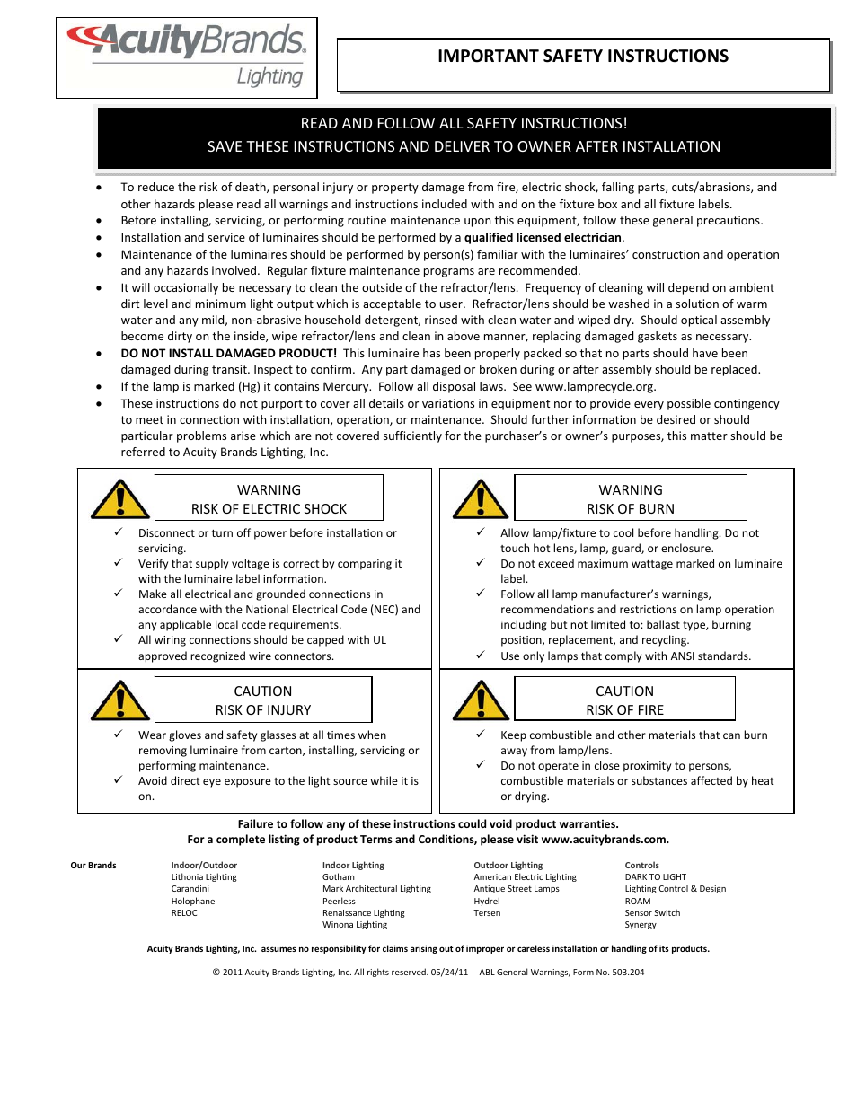 American Electric Lighting IN-282 User Manual | 2 pages