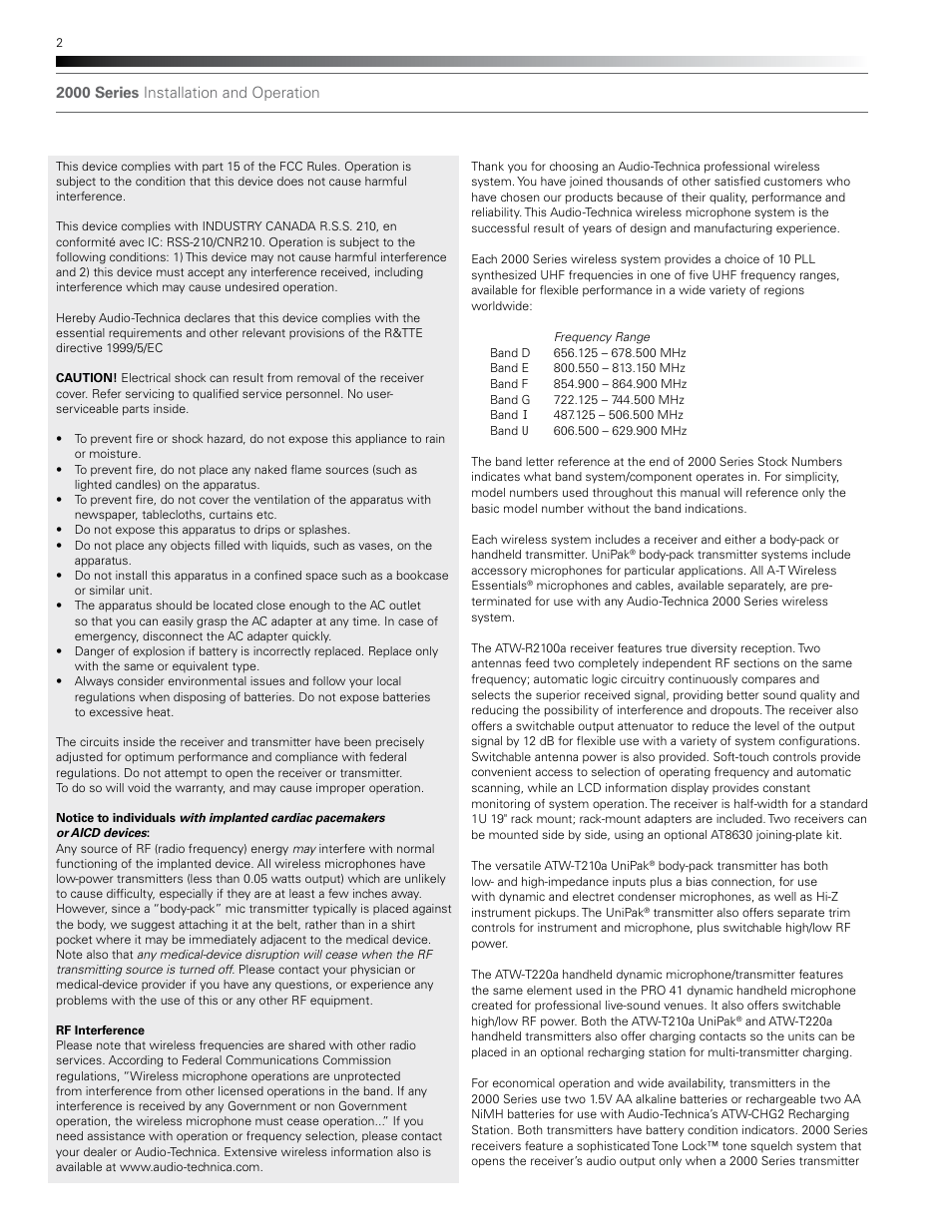 Audio-Technica ATW-T210A User Manual | Page 2 / 12