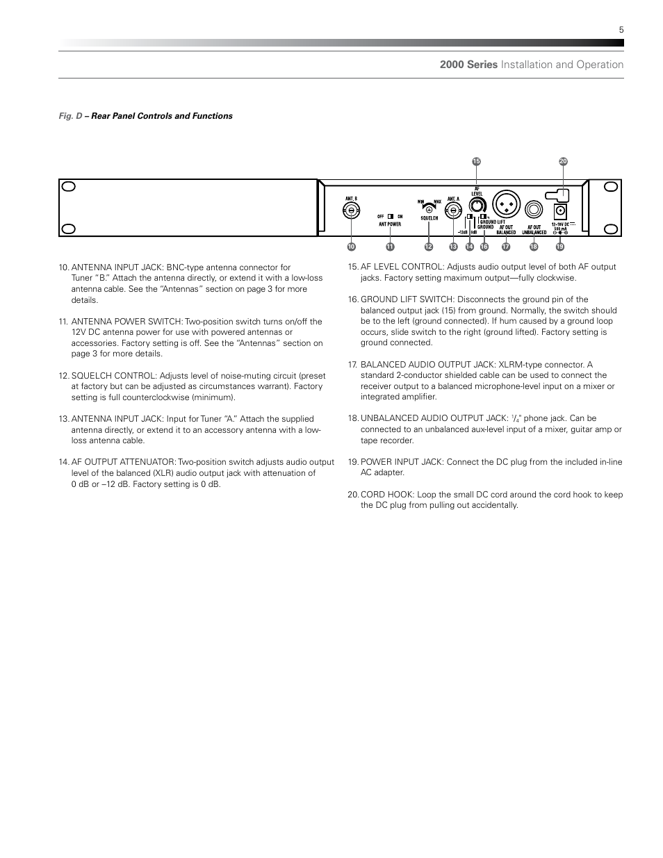 2000 series installation and operation | Audio-Technica ATW-T210A User Manual | Page 5 / 12