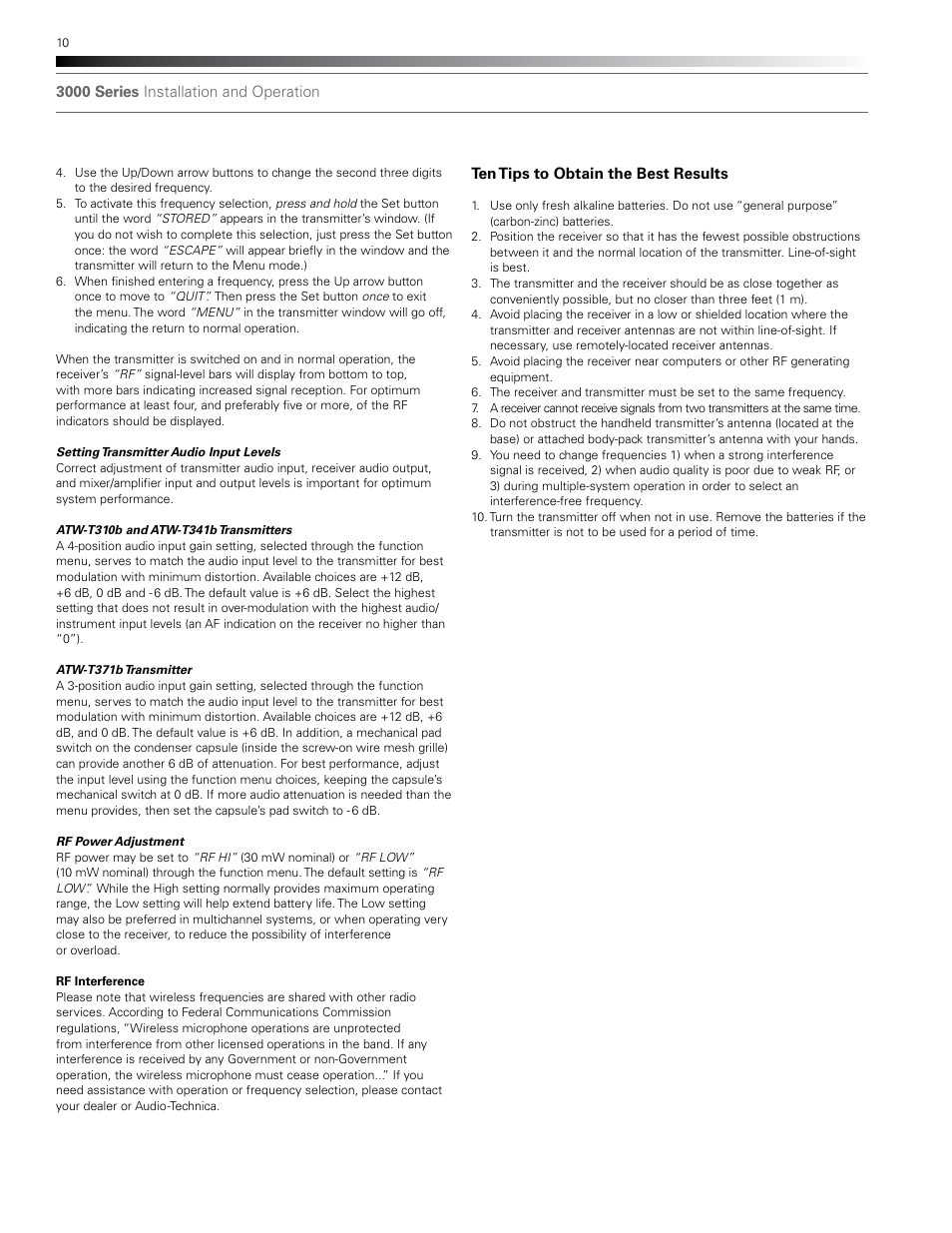 Audio-Technica ATW-T310B User Manual | Page 10 / 16