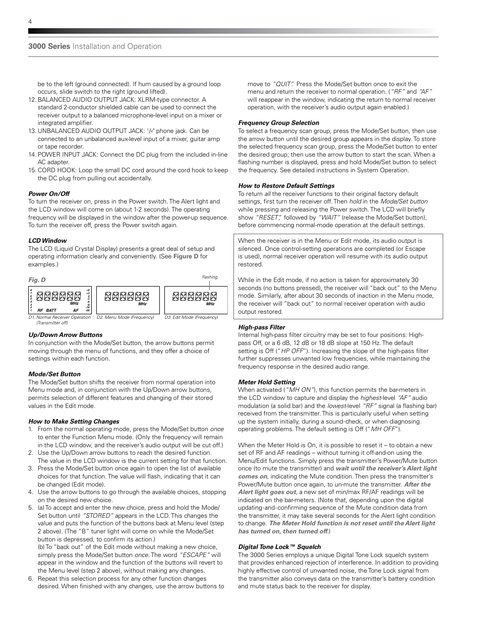 3000 series installation and operation | Audio-Technica ATW-T310B User Manual | Page 4 / 16