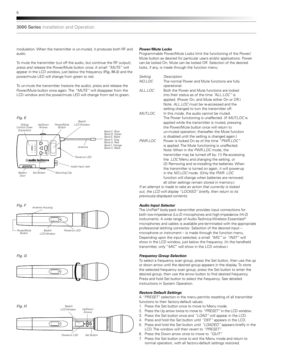 3000 series installation and operation | Audio-Technica ATW-T310B User Manual | Page 6 / 16