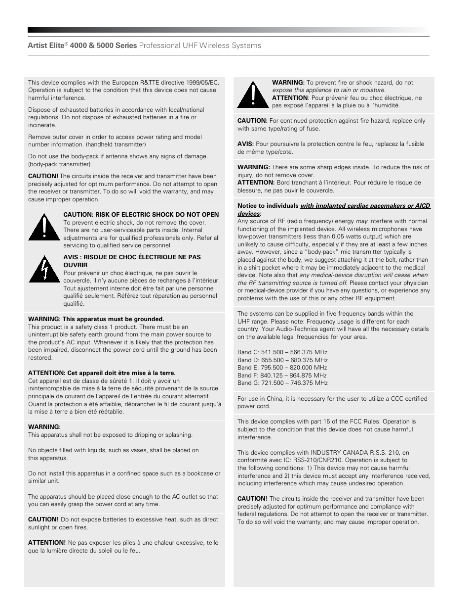 Audio-Technica AEW-T1000A User Manual | Page 2 / 28