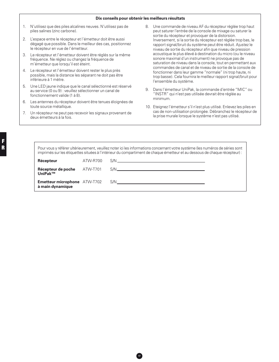 Audio-Technica 700 SERIES User Manual | Page 17 / 65