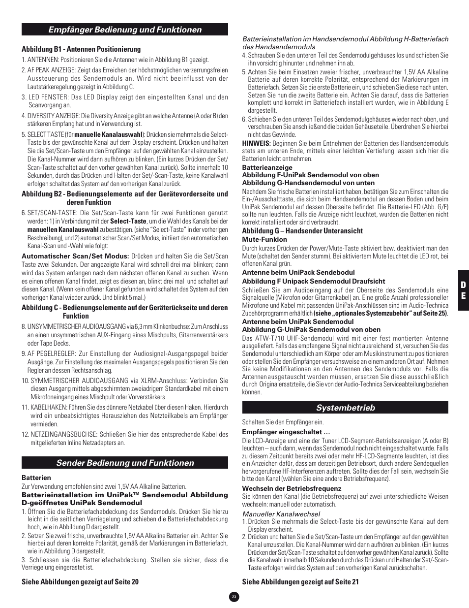Audio-Technica 700 SERIES User Manual | Page 23 / 65