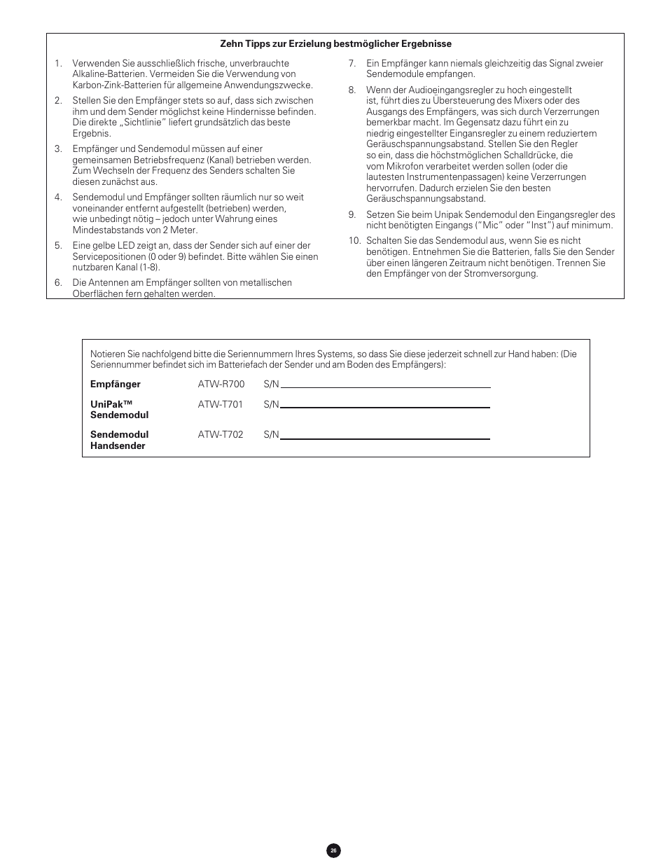 Audio-Technica 700 SERIES User Manual | Page 26 / 65