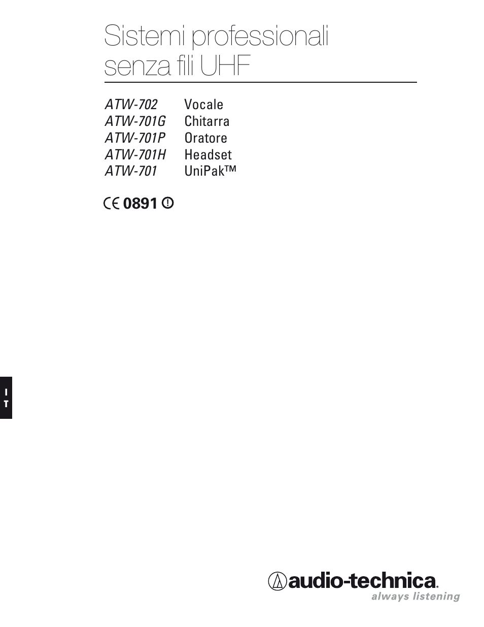 Sistemi professionali senza fili uhf | Audio-Technica 700 SERIES User Manual | Page 37 / 65