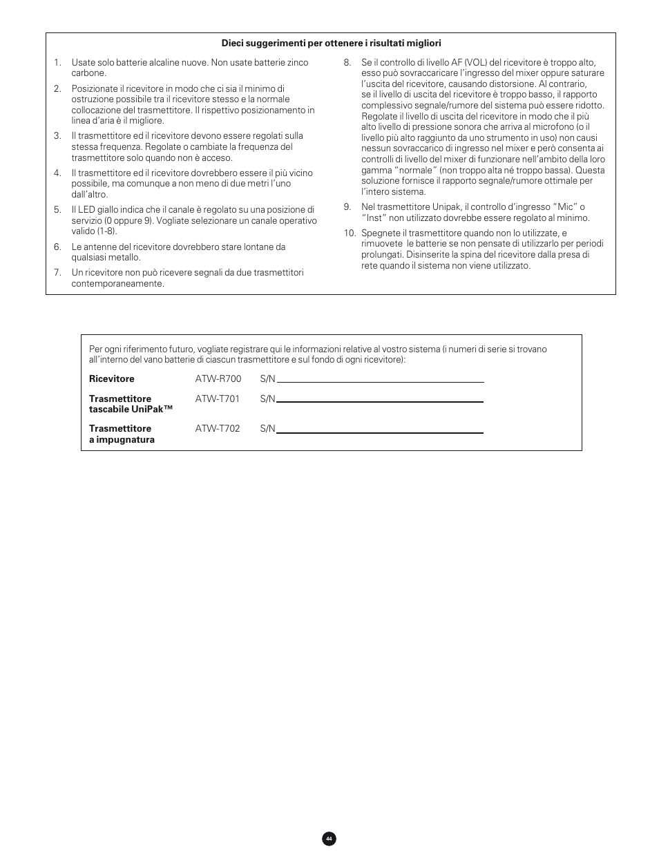 Audio-Technica 700 SERIES User Manual | Page 44 / 65