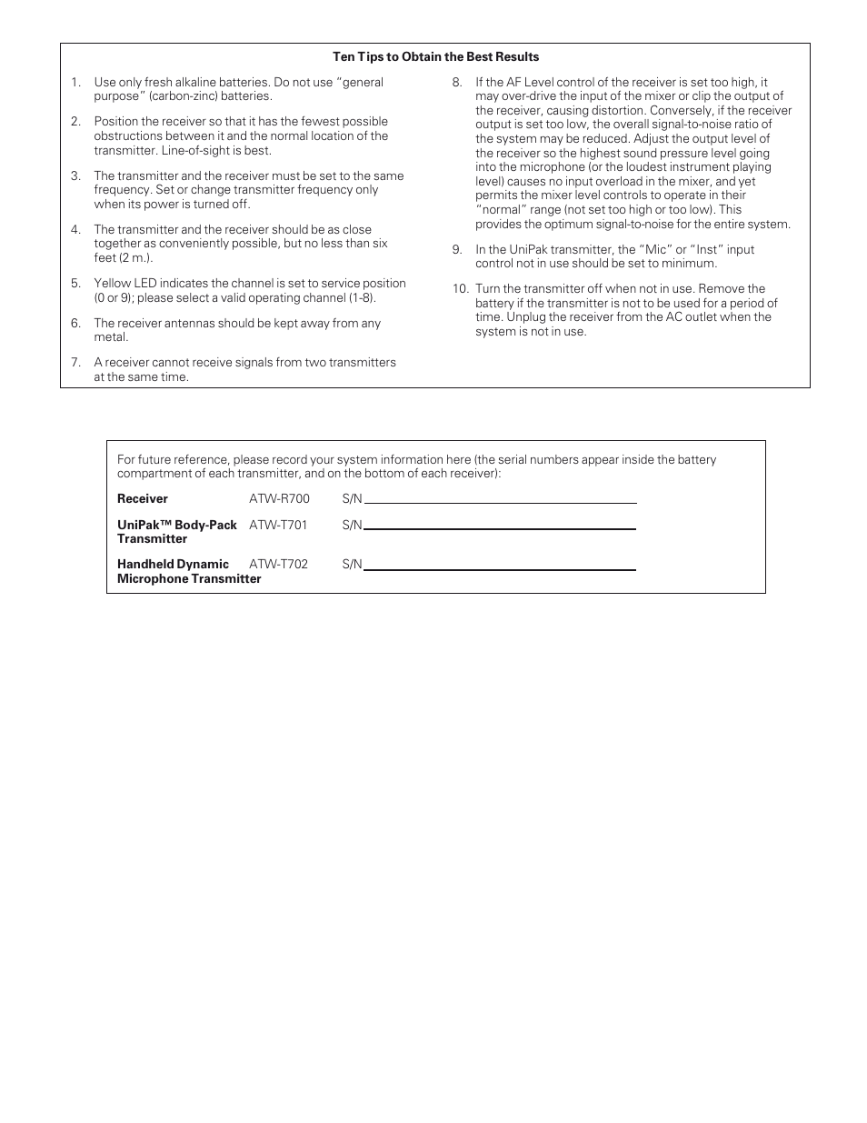 Audio-Technica 700 SERIES User Manual | Page 8 / 65