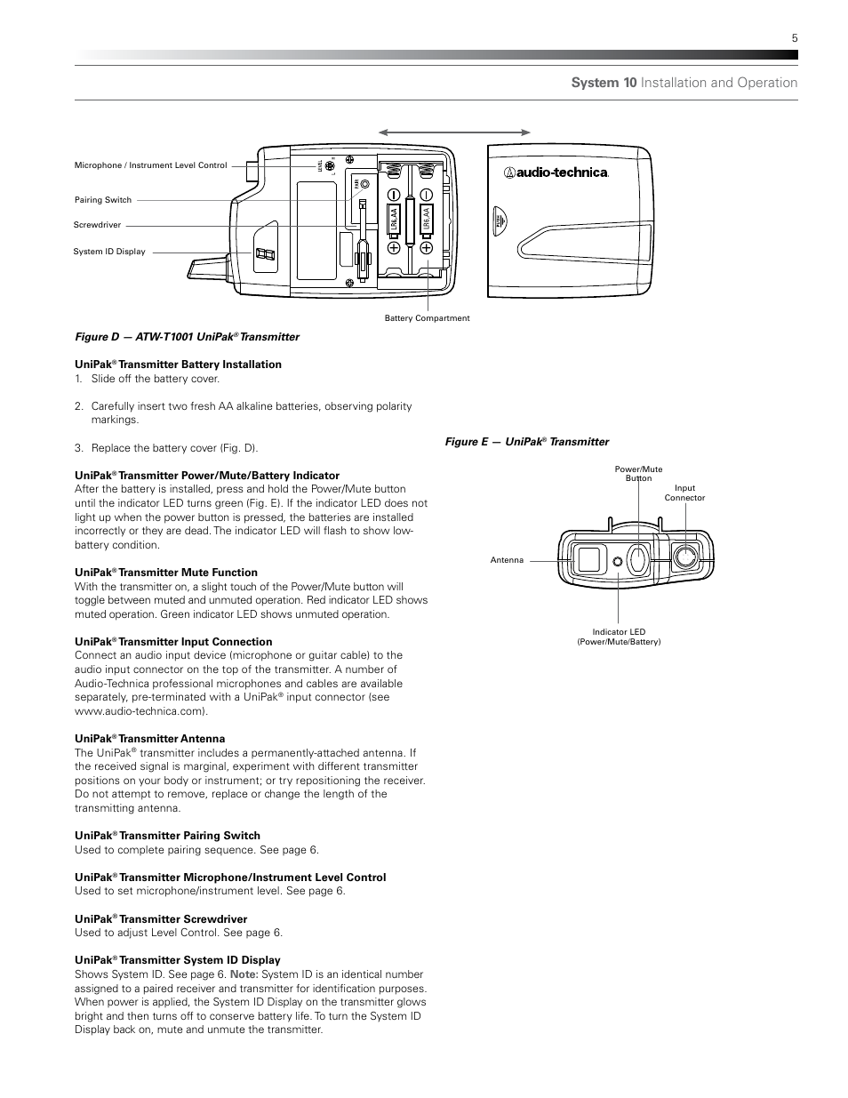 System 10 installation and operation | Audio-Technica SYSTEM 10 EN User Manual | Page 5 / 8