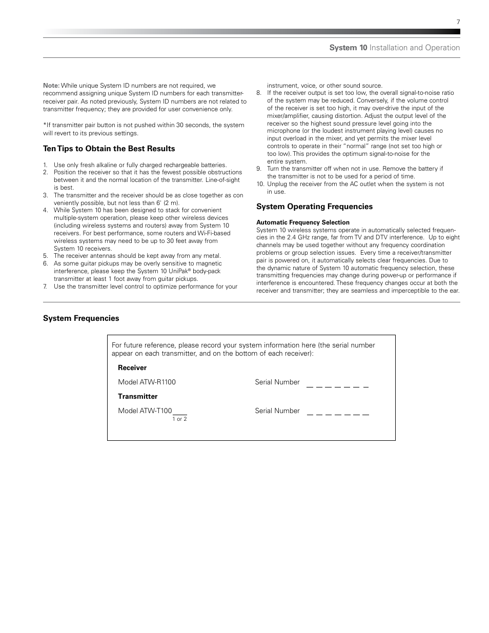 Audio-Technica SYSTEM 10 EN User Manual | Page 7 / 8