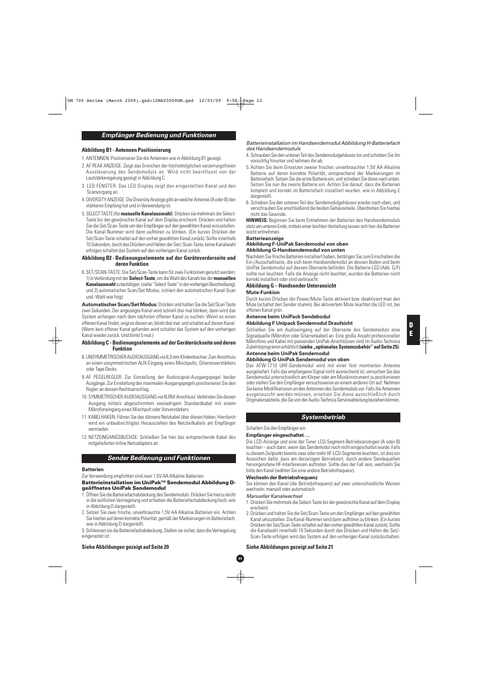 Audio-Technica ATW-T701 User Manual | Page 23 / 65