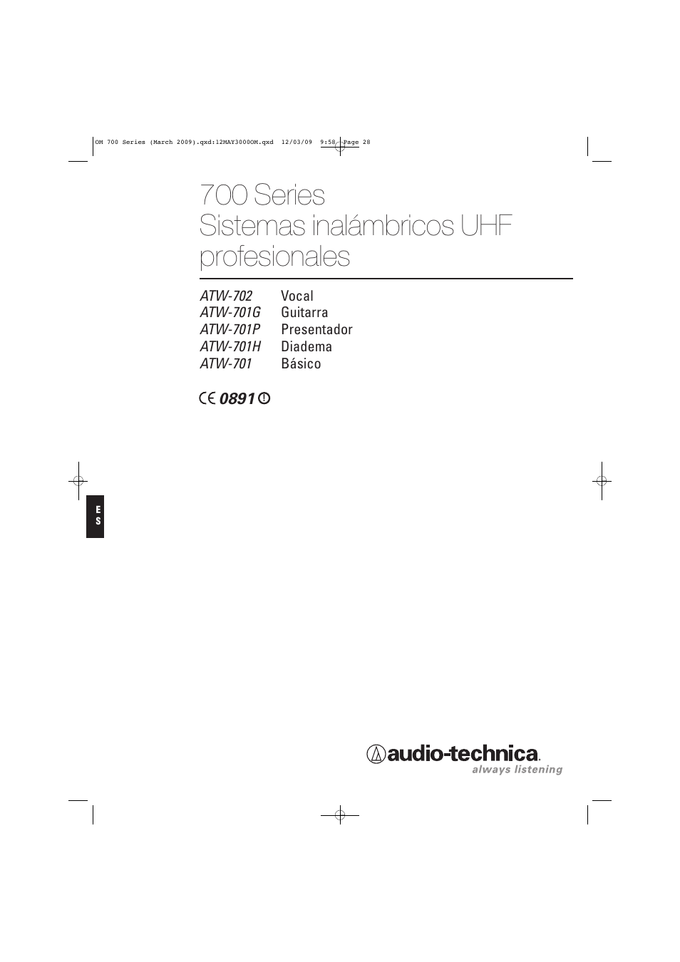700 series sistemas inalámbricos uhf profesionales | Audio-Technica ATW-T701 User Manual | Page 28 / 65