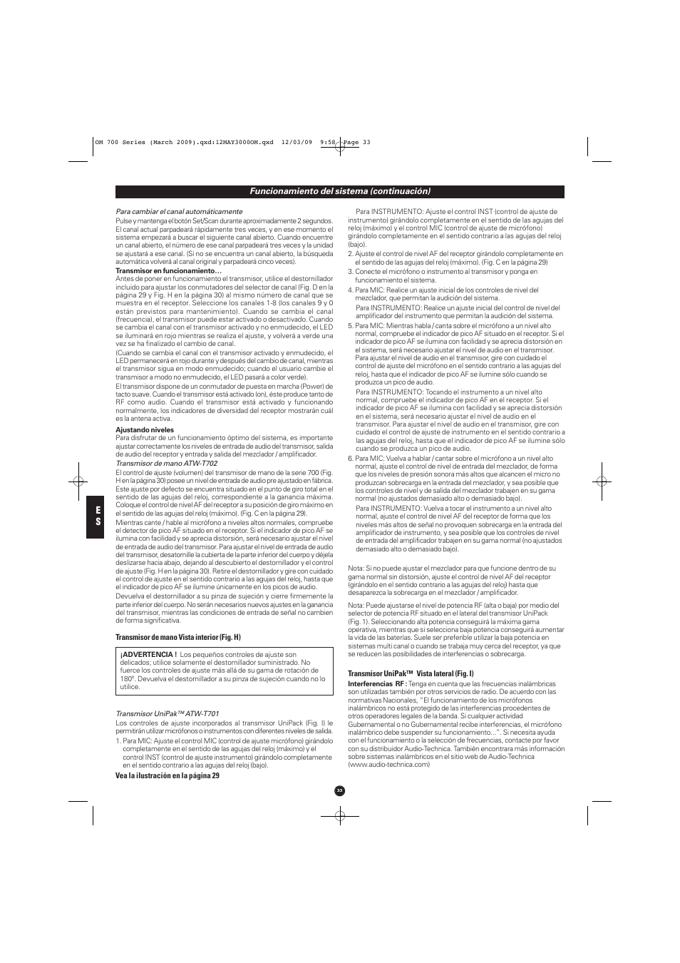 Audio-Technica ATW-T701 User Manual | Page 33 / 65