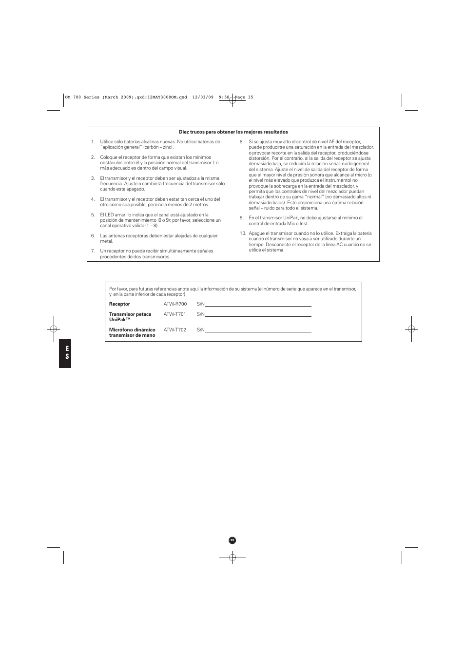 Audio-Technica ATW-T701 User Manual | Page 35 / 65