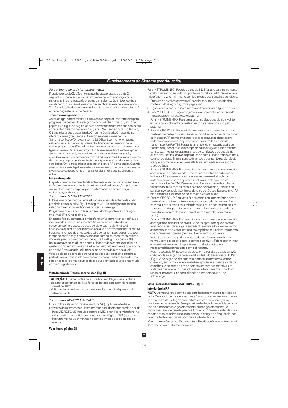 Audio-Technica ATW-T701 User Manual | Page 51 / 65