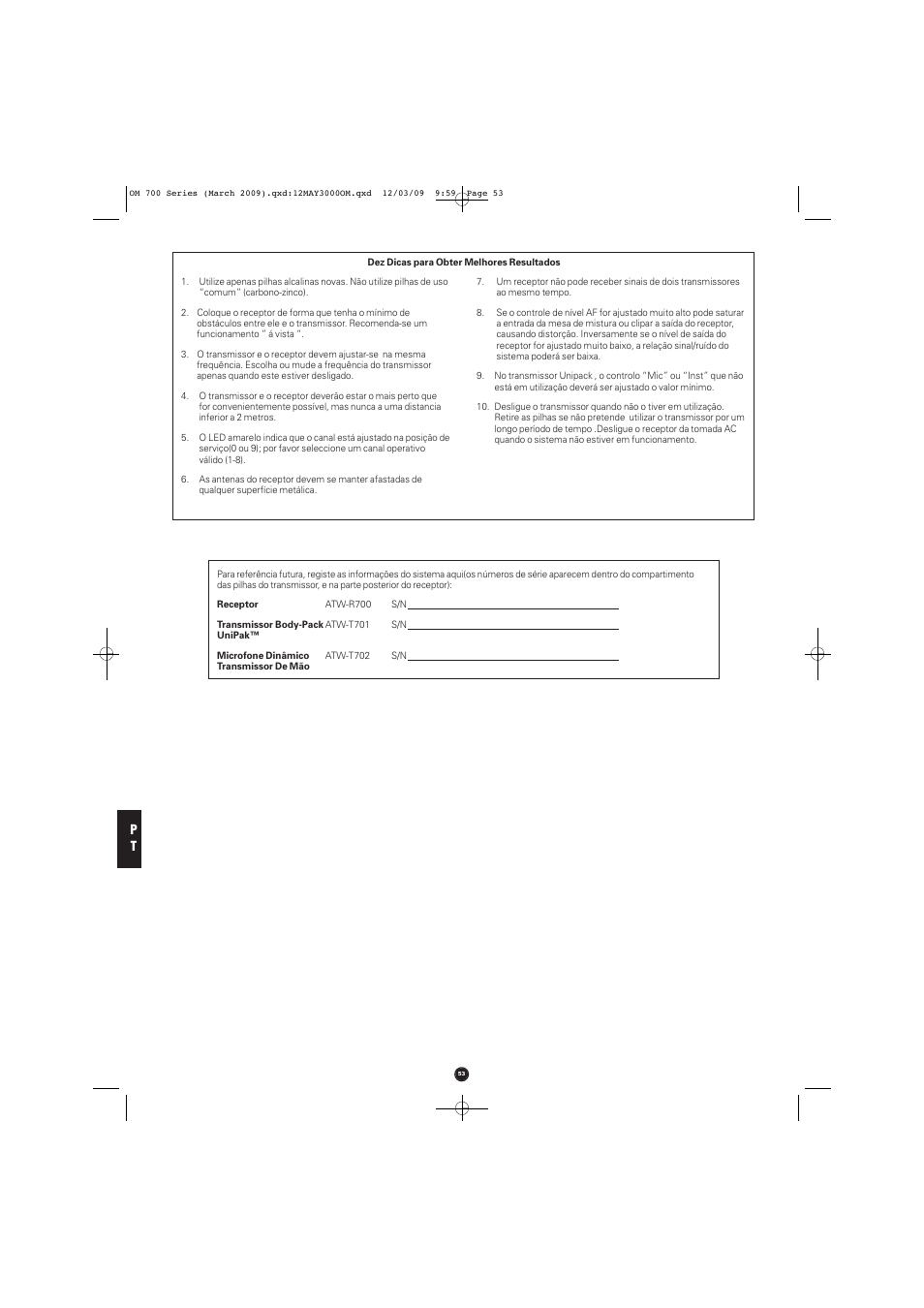 Audio-Technica ATW-T701 User Manual | Page 53 / 65
