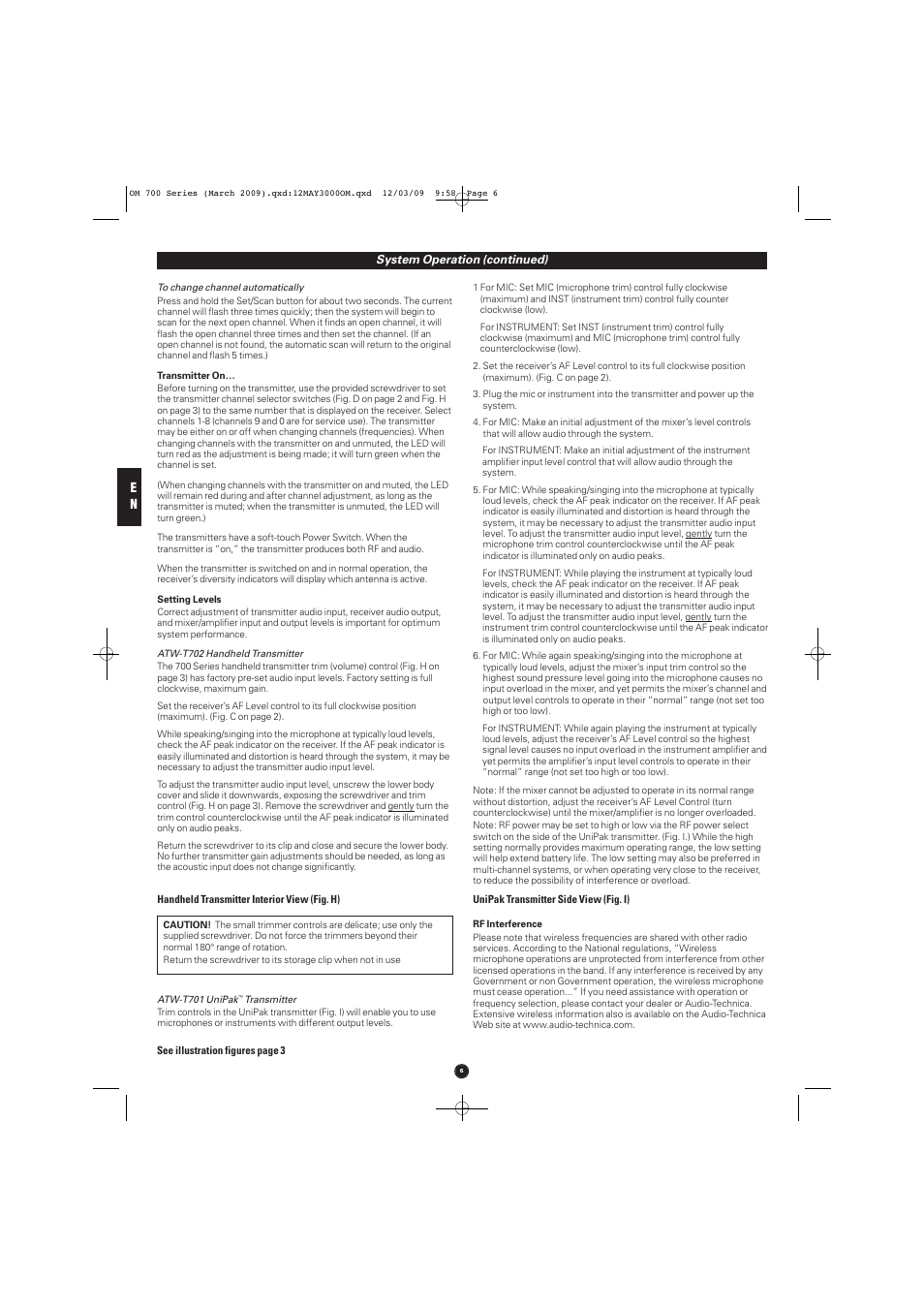 Audio-Technica ATW-T701 User Manual | Page 6 / 65
