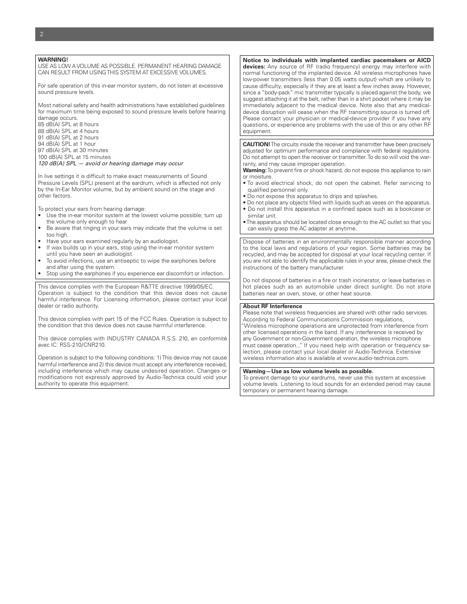 Audio-Technica M3R User Manual | Page 2 / 120