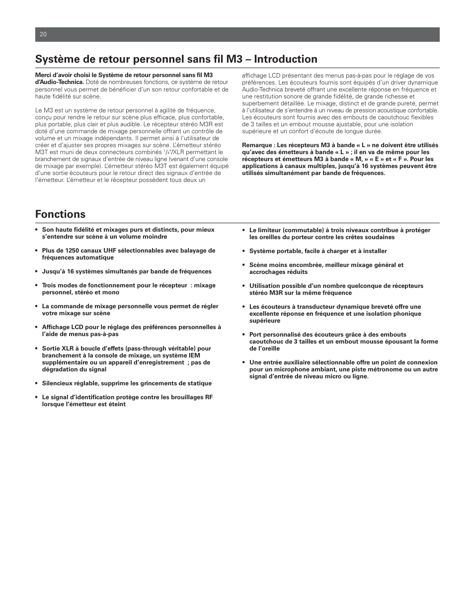 Audio-Technica M3R User Manual | Page 20 / 120