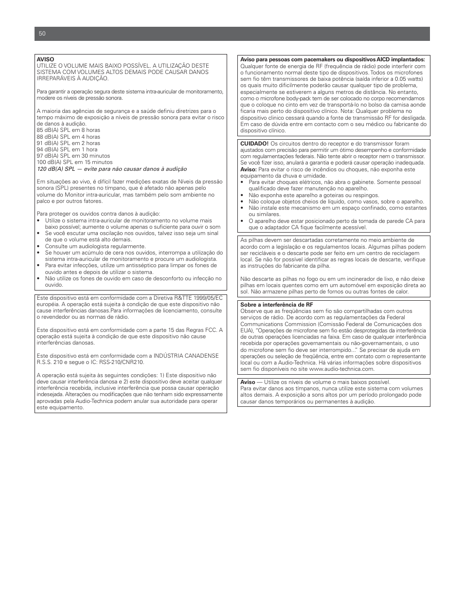 Audio-Technica M3R User Manual | Page 50 / 120