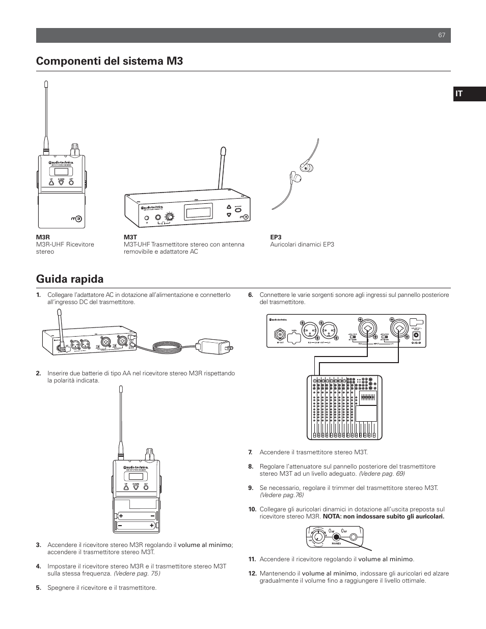 Componenti del sistema m3, Guida rapida | Audio-Technica M3R User Manual | Page 67 / 120