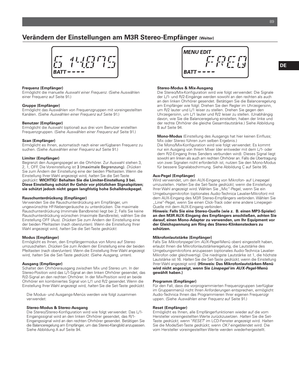 Audio-Technica M3R User Manual | Page 89 / 120
