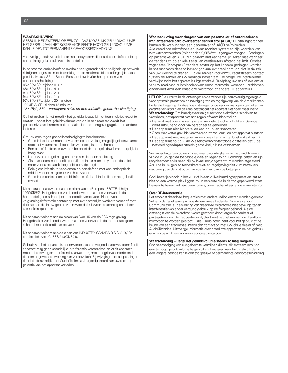 Audio-Technica M3R User Manual | Page 98 / 120