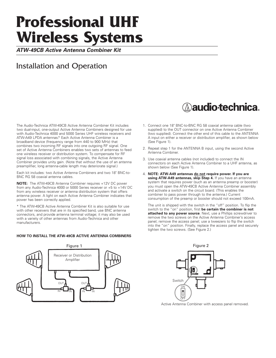 Audio-Technica ATW-49CB User Manual | 2 pages