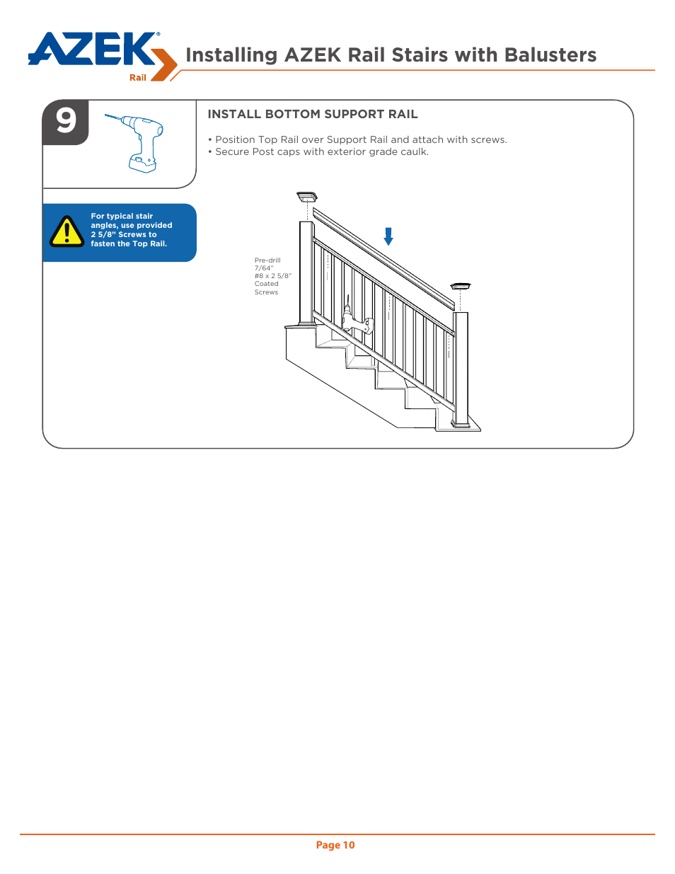 Installing azek rail stairs with balusters | AZEK Rail User Manual | Page 10 / 12