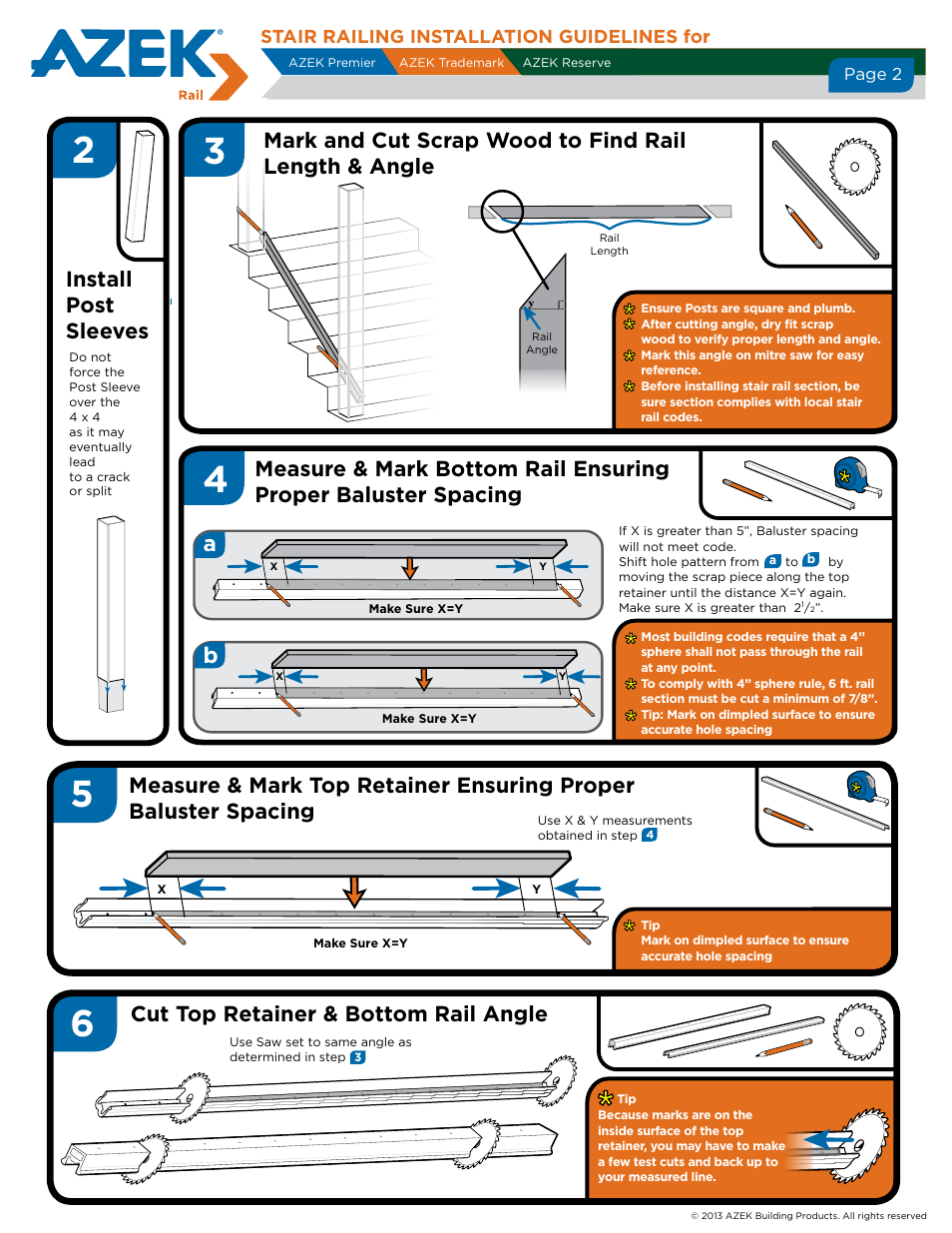 Cut top retainer & bottom rail angle | AZEK Stair Rail User Manual | Page 2 / 4