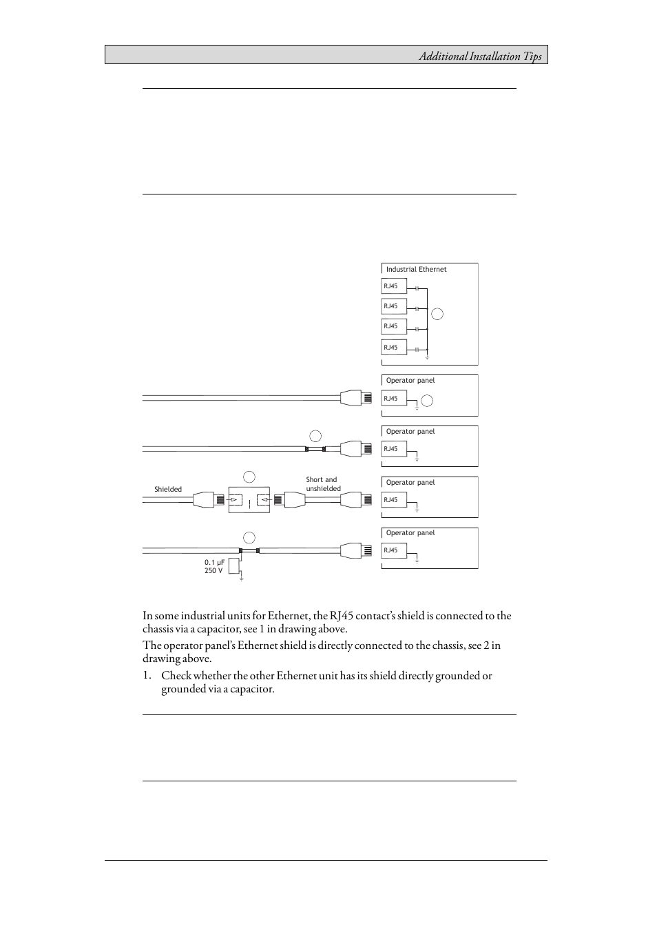 2 ethernet connection in the operator panel, Ethernet connection in the operator panel, Additional installation tips | Beijer Electronics iX T10A EN User Manual | Page 21 / 28