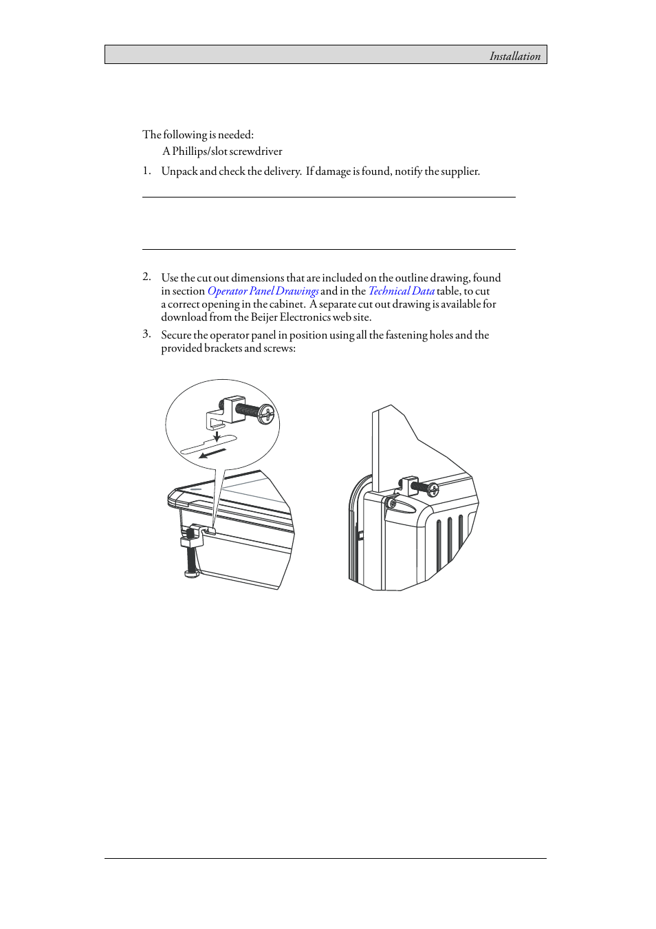 2 installation process, Installation process | Beijer Electronics iX T10A EN User Manual | Page 9 / 28