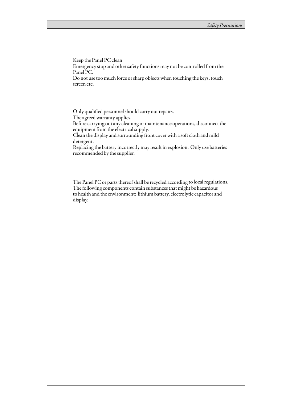 3 during use, 4 service and maintenance, 5 dismantling and scrapping | During use, Service and maintenance, Dismantling and scrapping | Beijer Electronics EPC TA100 AM EN User Manual | Page 6 / 38