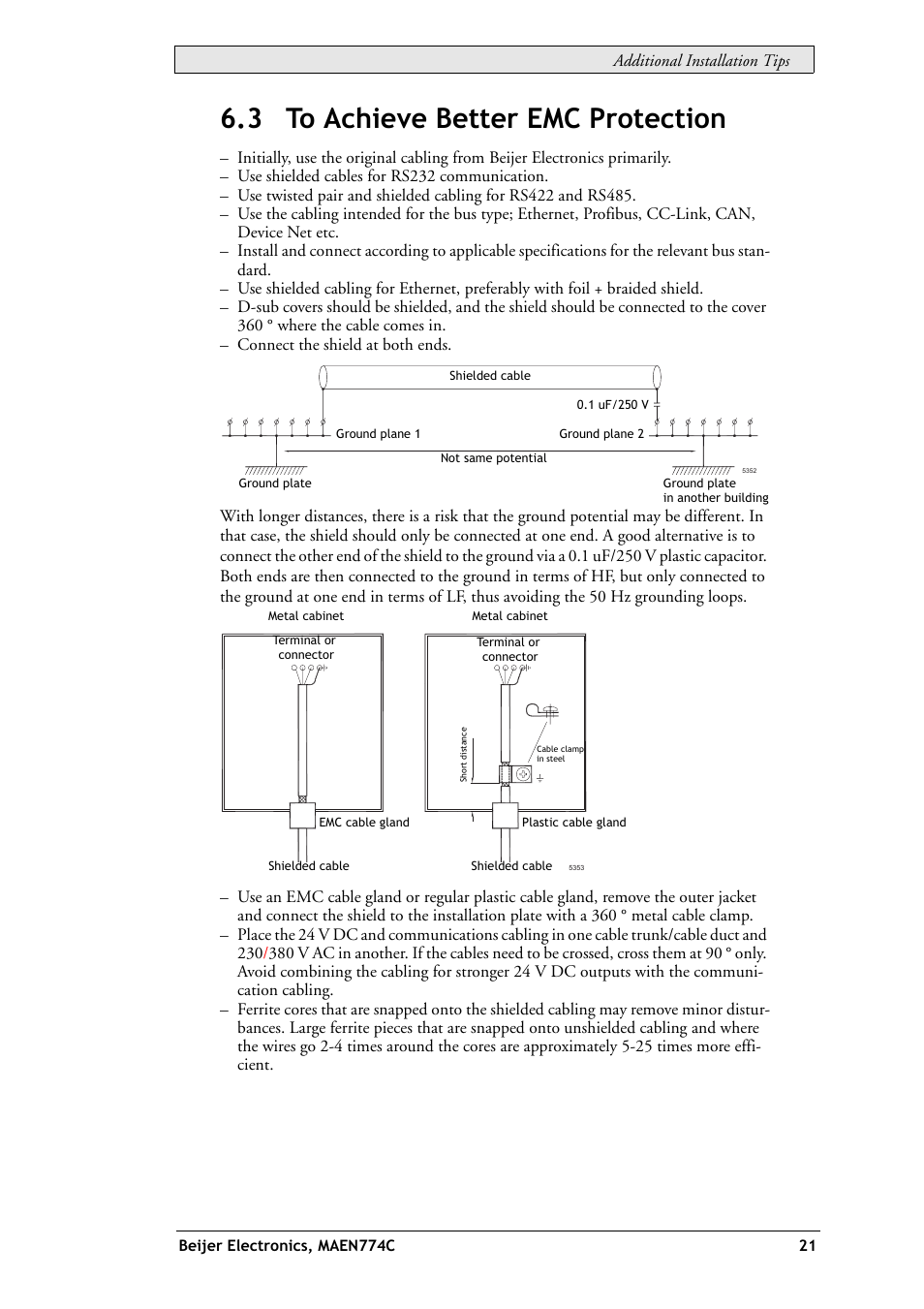 3 to achieve better emc protection | Beijer Electronics EXTER T100 EN User Manual | Page 21 / 26