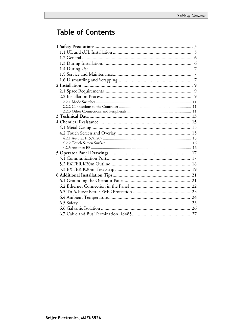 Beijer Electronics EXTER K20m EN User Manual | Page 3 / 28