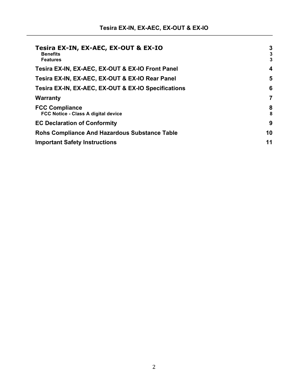 Biamp Tesira EX-IO User Manual | Page 2 / 27