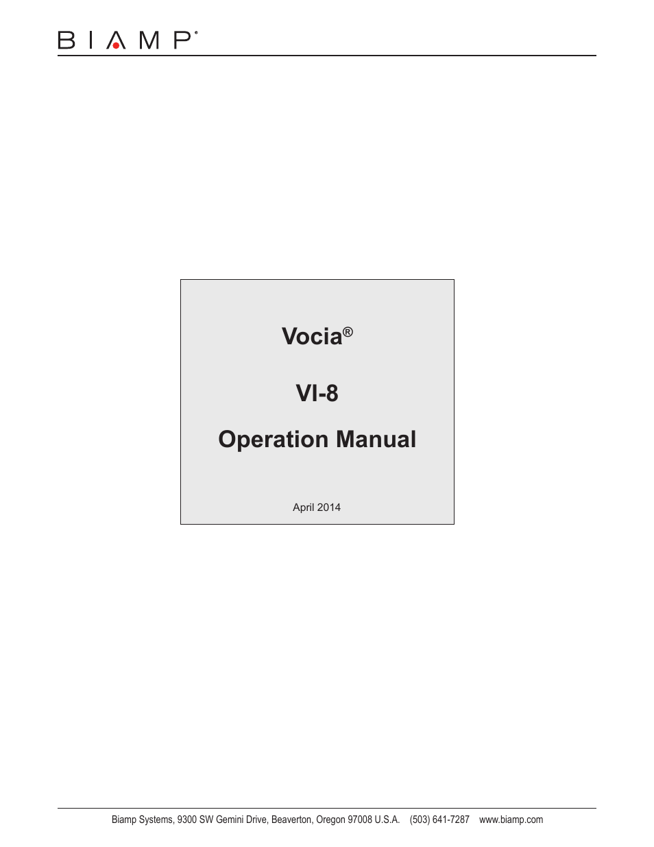 Biamp Vocia VI-8 User Manual | 31 pages