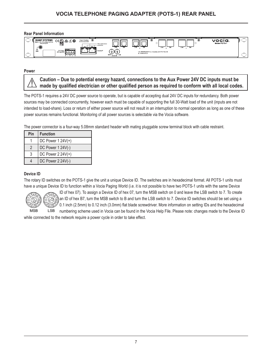 Biamp POTS-1-4 User Manual | Page 7 / 30