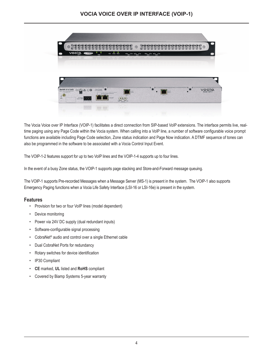 Biamp VOIP-1-4 User Manual | Page 4 / 30