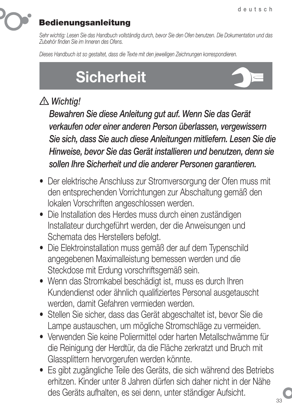 Sicherheit | Fagor 6H-755CX User Manual | Page 35 / 114