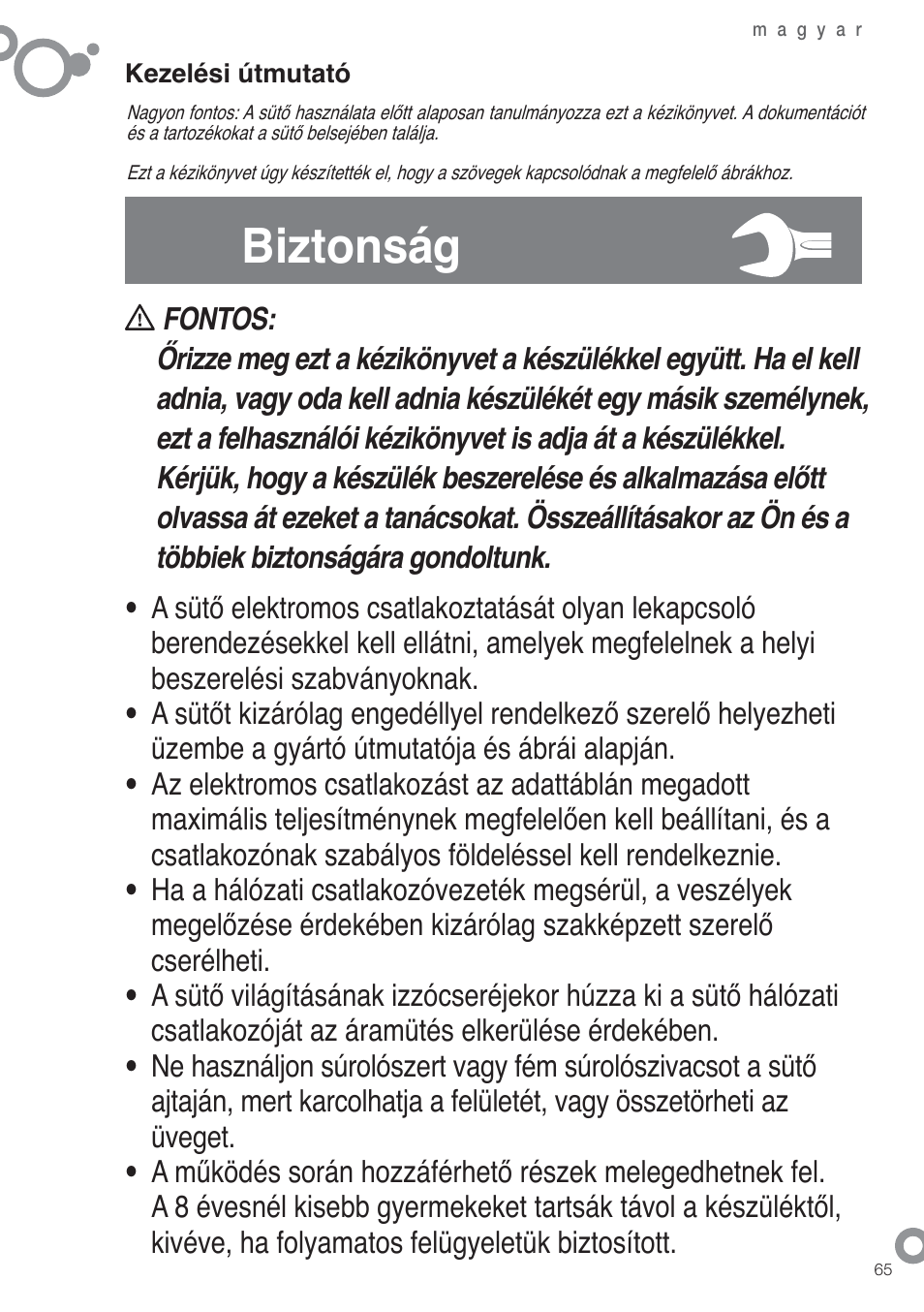 Biztonság | Fagor 6H-755CX User Manual | Page 67 / 114