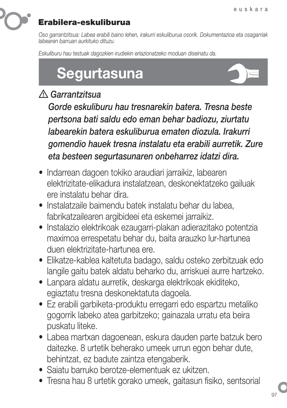 Segurtasuna | Fagor 6H-755CX User Manual | Page 99 / 114