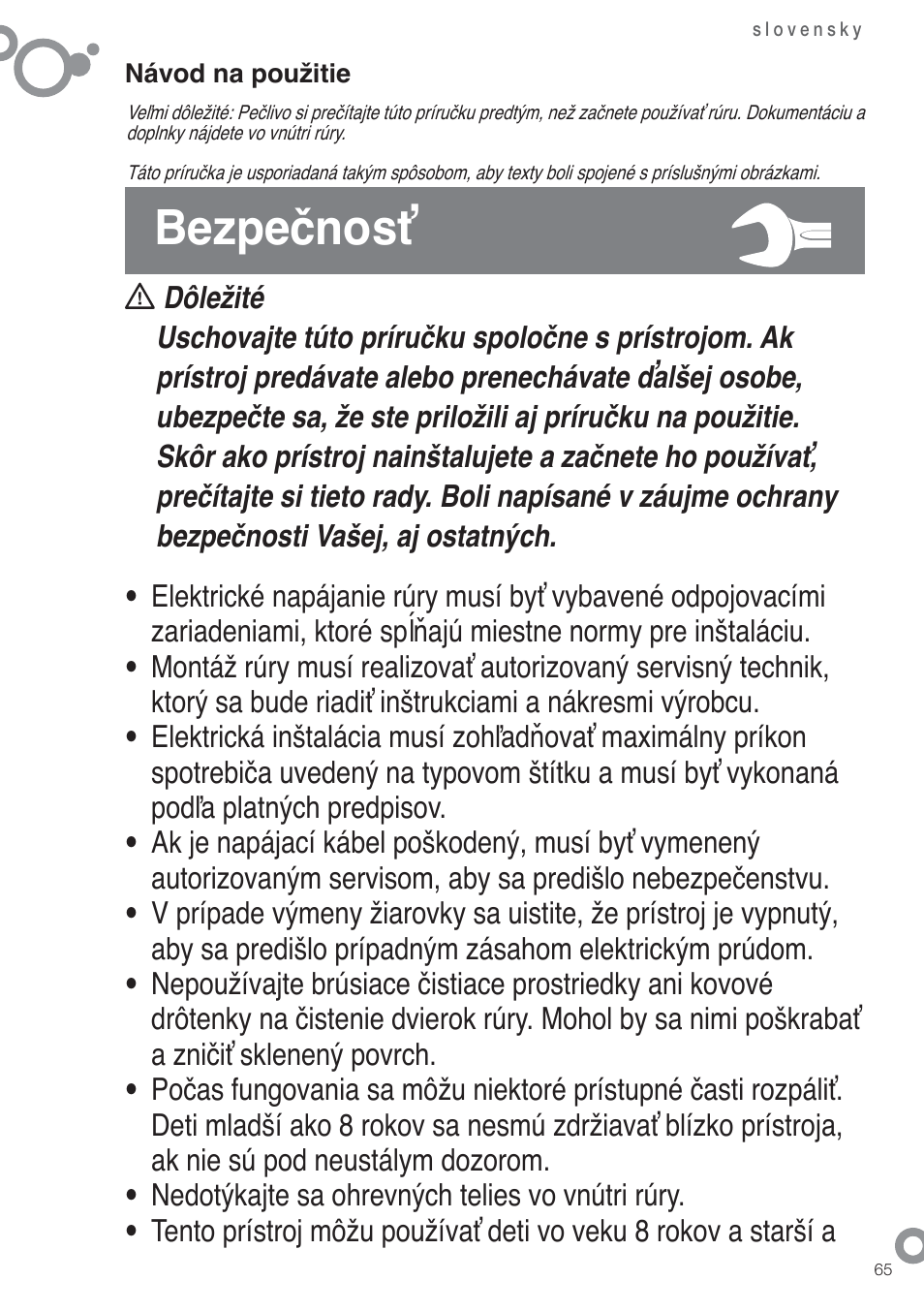 Bezpečnosť | Fagor 6H-880ATCX User Manual | Page 67 / 74