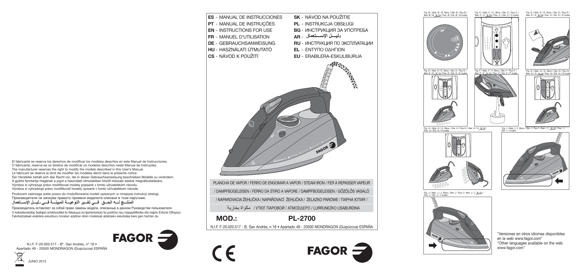 Fagor PL-2700 User Manual | 73 pages