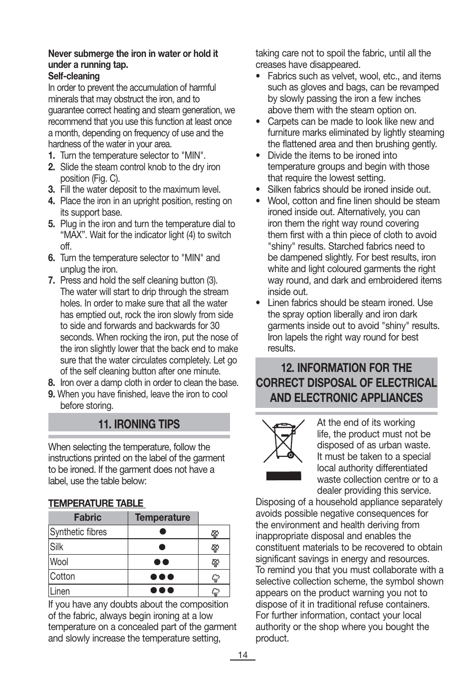 Ironing tips | Fagor PL-2700 User Manual | Page 15 / 73