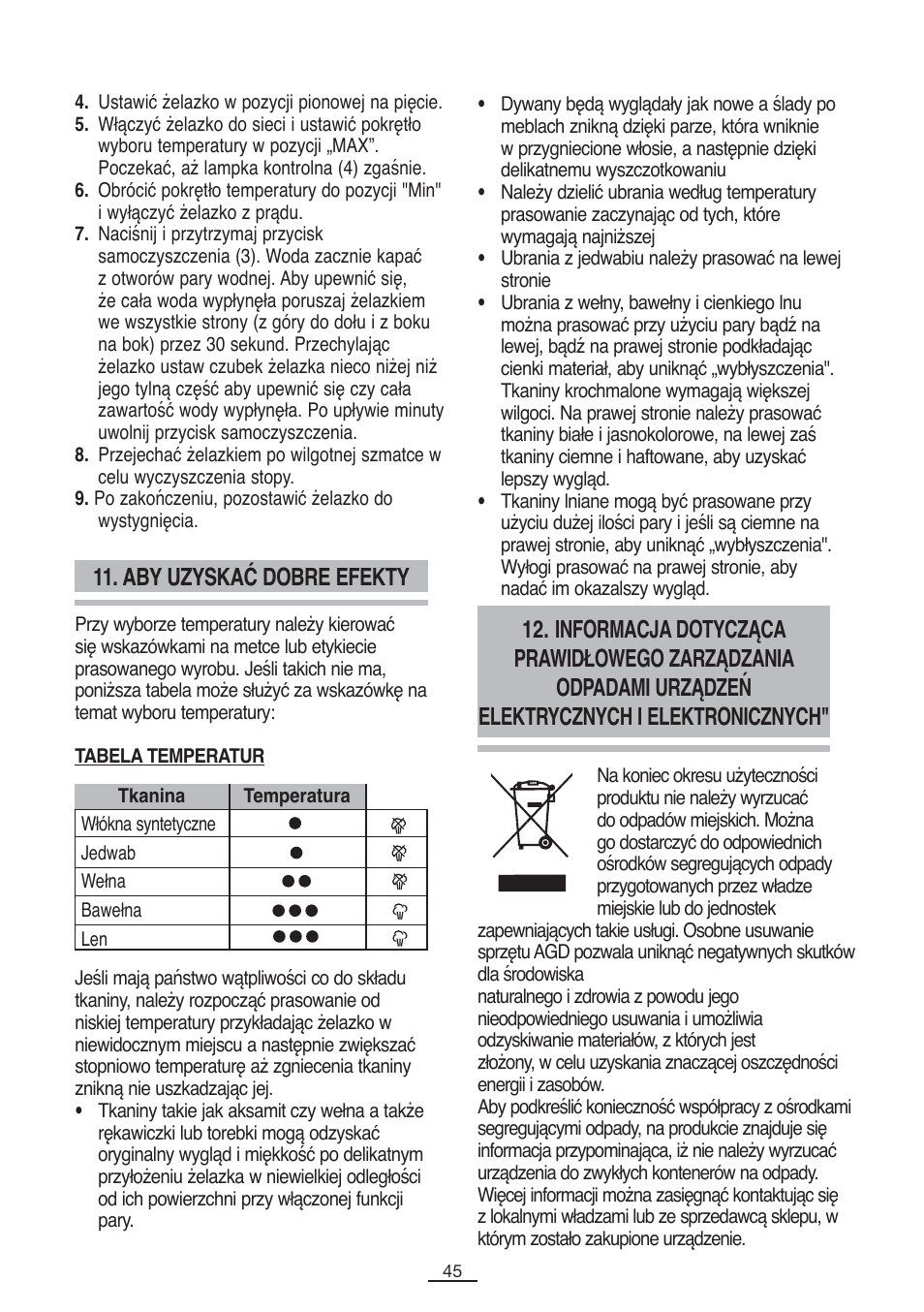Aby uzyskać dobre efekty | Fagor PL-2700 User Manual | Page 46 / 73
