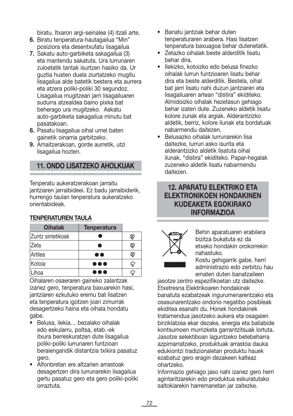 Ondo lisatzeko aholkuak | Fagor PL-2700 User Manual | Page 73 / 73