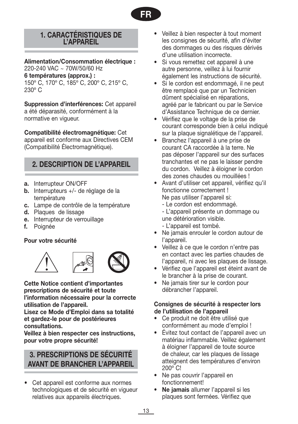 Description de l’appareil | Fagor PP-100 User Manual | Page 14 / 46