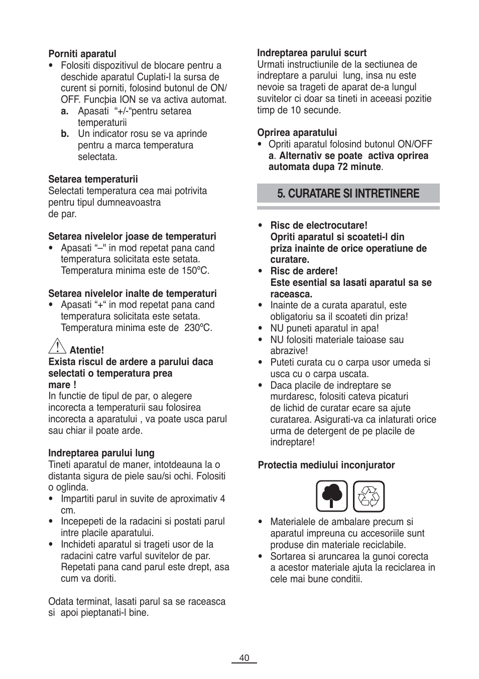 Curatare si intretinere | Fagor PP-100 User Manual | Page 41 / 46